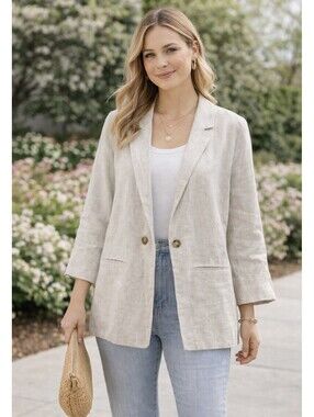 Altar’D State Linen Blazer Lightweight  Womens L NWT Preppy Spring Layering $79